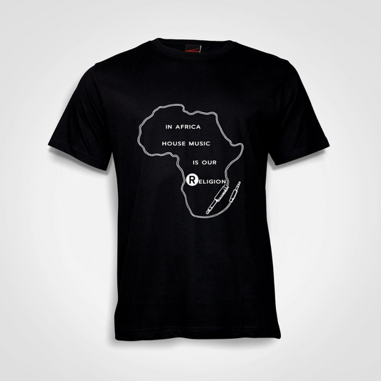 In Africa House Music Is Our religion  T-Shirt Black / Grey