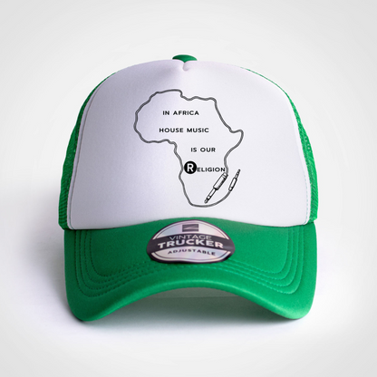 Africa House Music Is Our Religion - Trucker Cap (Black / Green / Red)