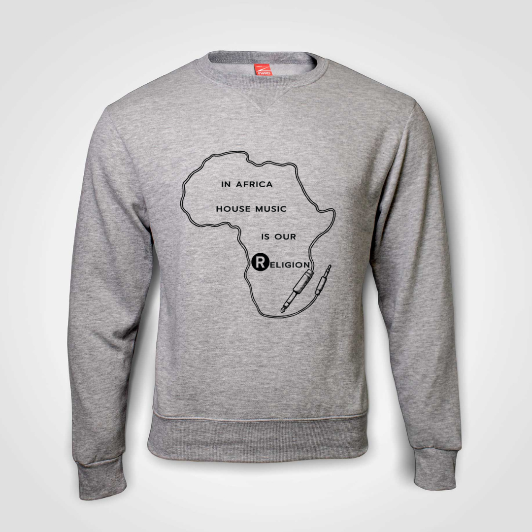 In Africa House Music Is Our Religion - Crew Neck Sweater (Black / Grey)
