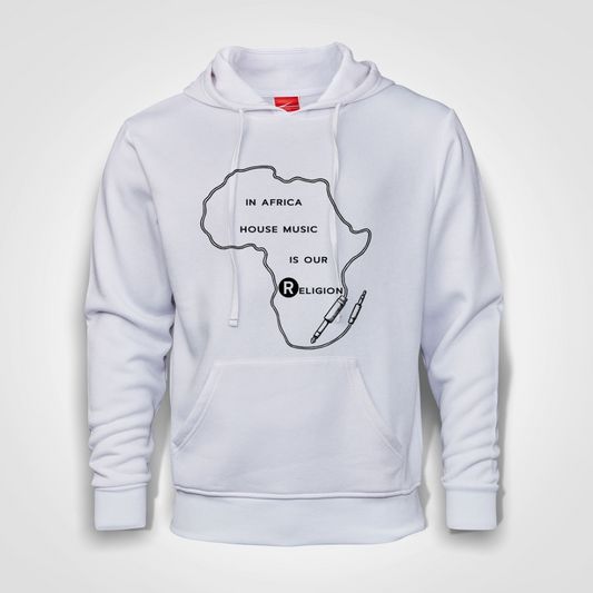 In Africa House Music Is Our Religion - Hoodie (White)
