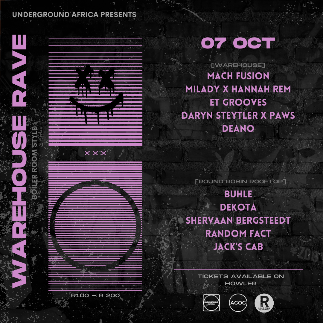 Round Robin Recordings hosting the Agog Rooftop for the Underground Africa Warehouse Rave!